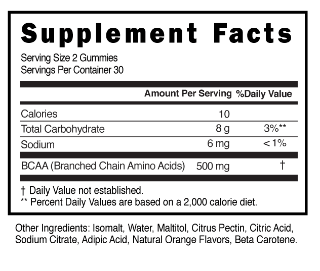 Bez cukru-BCAA-Gummies-Suplement-Facts