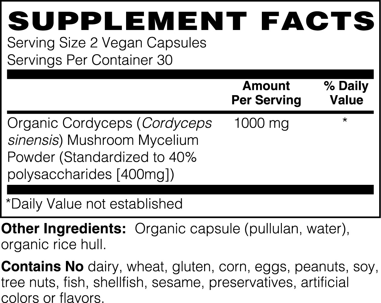 Cordyceps Capsules supplement fact