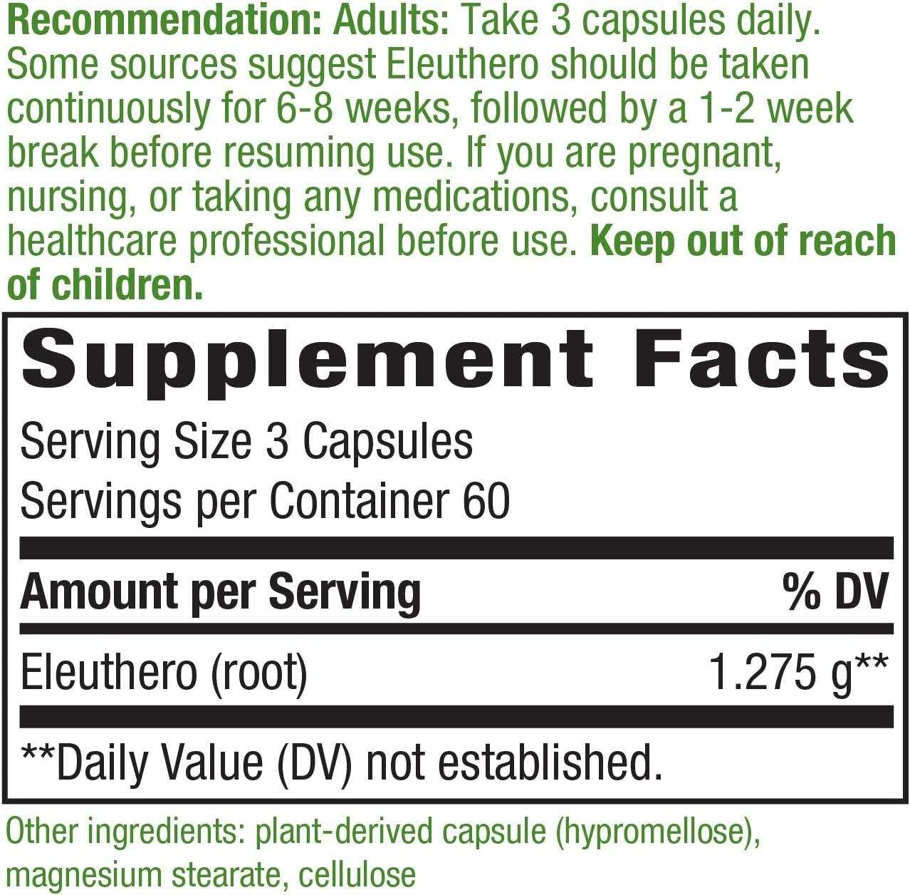 Eleuthero capsules fact