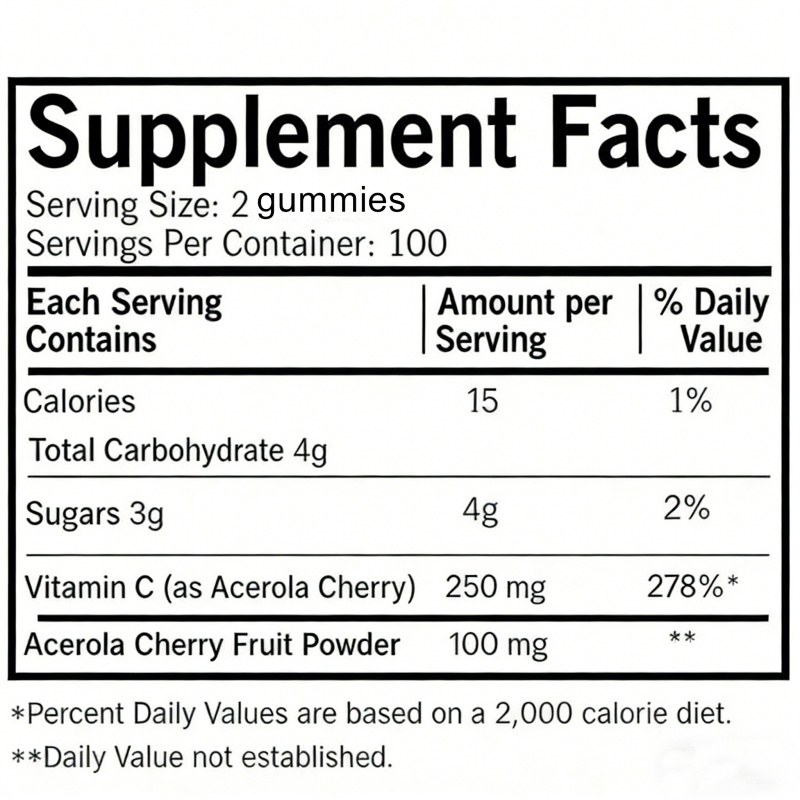 Acerola Vitamin C Gummies supplement fact