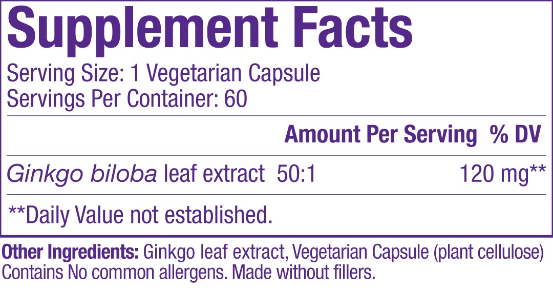 Ginkgo Biloba Capsules supplement fact