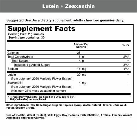 Lutein and Zeaxanthin capsules fact supplement