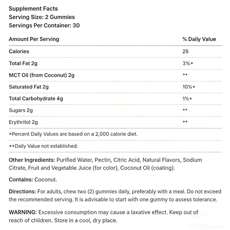 MCT gummy supplement fact