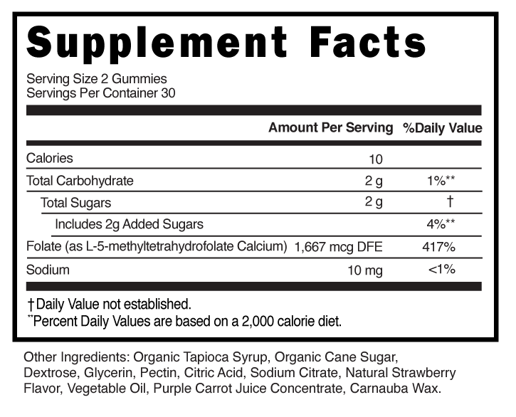 Metylfolate-Gummies-Supplement-Facts