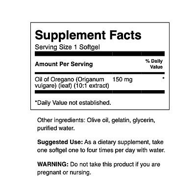 Oregano Oil softgels supplement fact