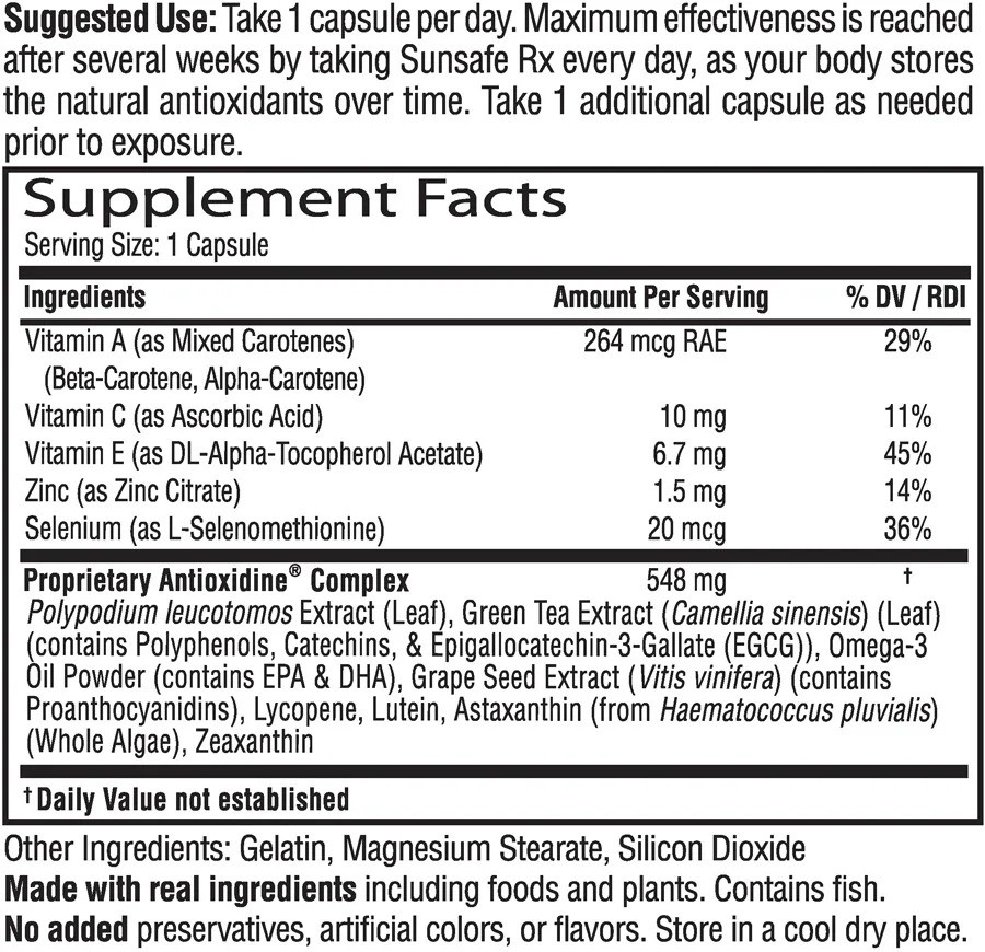 Beta Carotene Capsules supplement fact