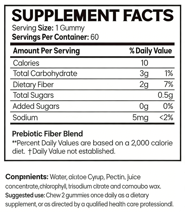 inulin gummies supplement fact