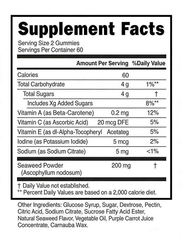 seaweed gummies supplement fact AI